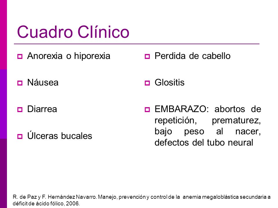 Anemia diarrea perdida de peso
